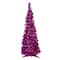 6ft. Pre-Lit Pink Tinsel Pop-Up Artificial Christmas Tree, Clear Lights